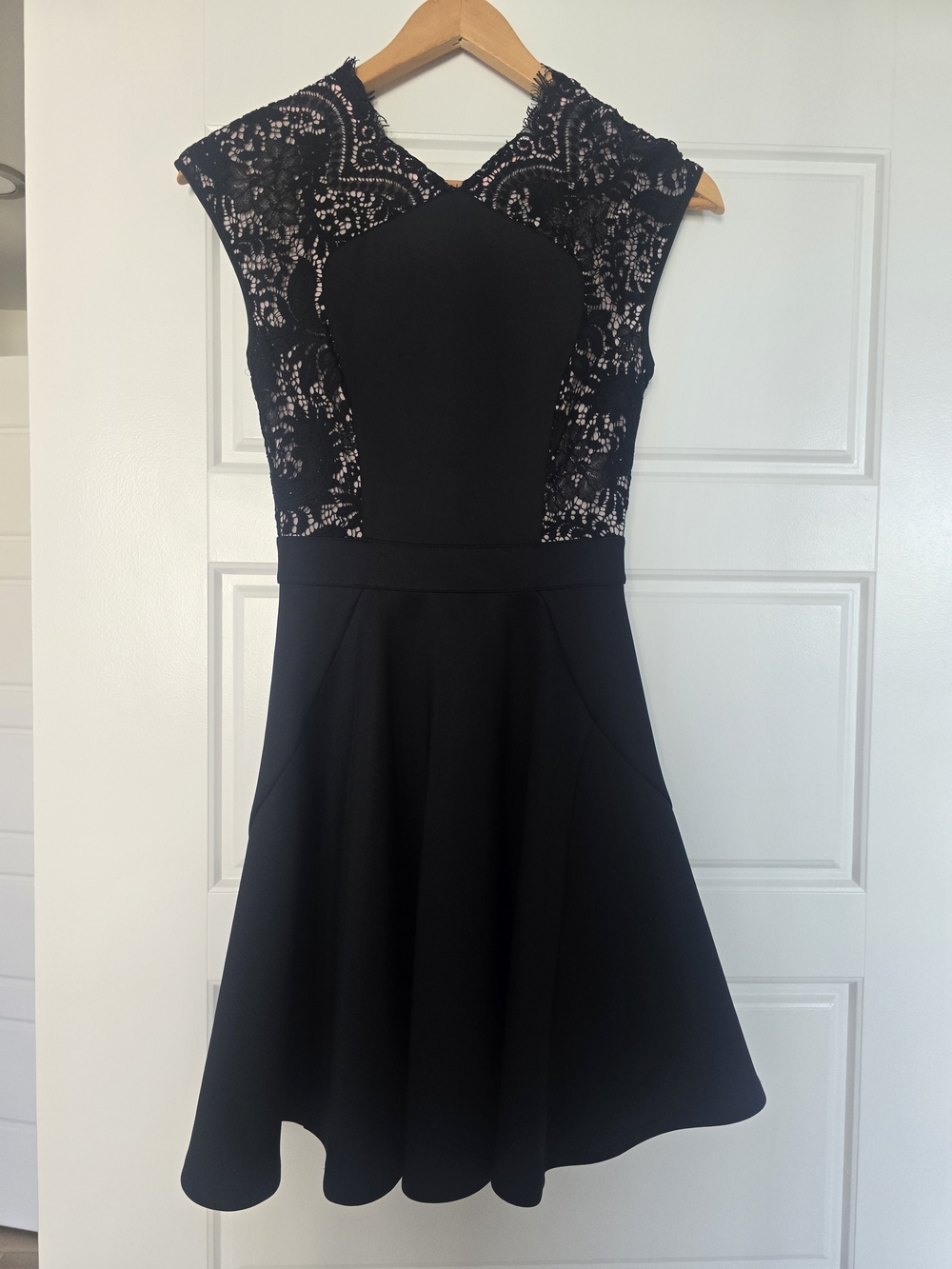 Ted Baker London Black Lace Fit-and-Flare Mini Dress